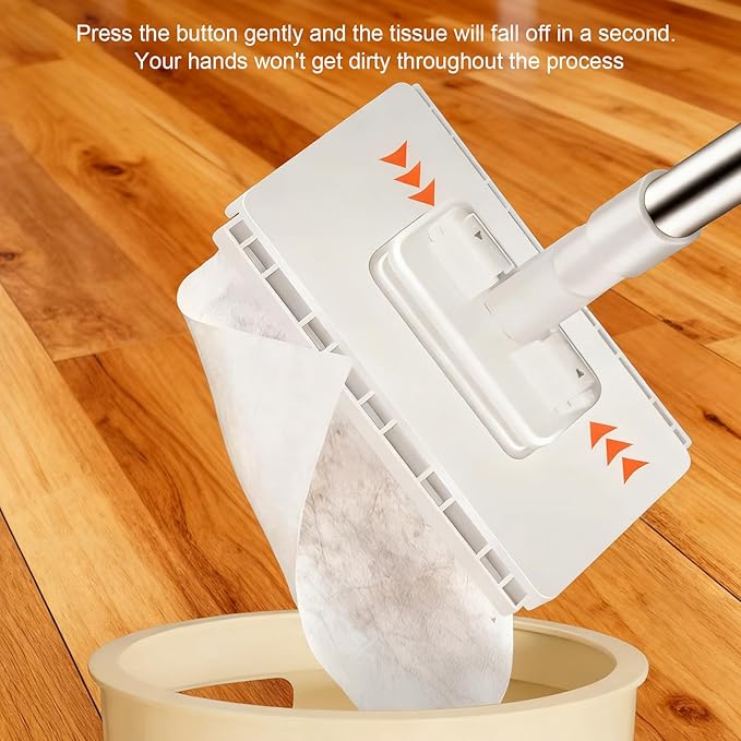 Snap Grip Mini Mop Reusable No-Wash Retractable Gap Dust Cleaner Flat Mops 100cm Long Handle with Locking Head &amp 10pcs Sweeping Cloths for Multi Surfaces Dry &amp Wet Cleaning