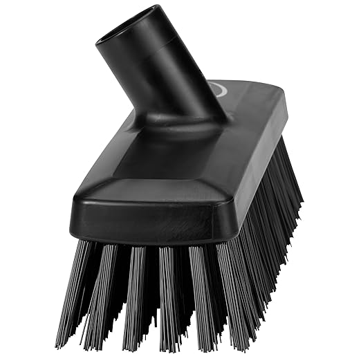 Vikan 70429 Compact Wall/Deck Scrub 8.9 Stiff Black