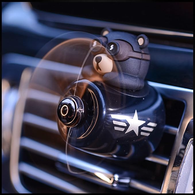2 Pieces Car Air Fresheners Cute Bear Pilot Car Diffuser Propeller Air Outlet Vent Fresheners Suitable for Automotive Interior Decoration (Bear+Duck)