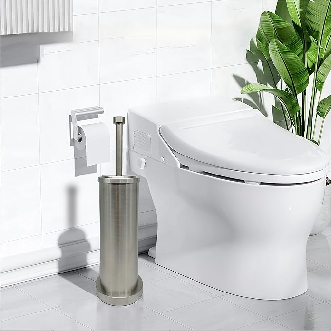 Brushed Nickel Toilet Bowl Brush with Holder Durable Bathroom Cleaning Tool Modern Design for Easy Toilet Maintenance Bathroom Cleaner Brush for Efficient Cleaning and Hygiene