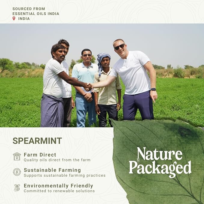 Spearmint Essential Oil - Direct from Essential Oils India - Steam Distilled - Aceite Esencial de Menta Verde for Aromatherapy Massage Diffuser DIY Candle and Soap Making - 8oz