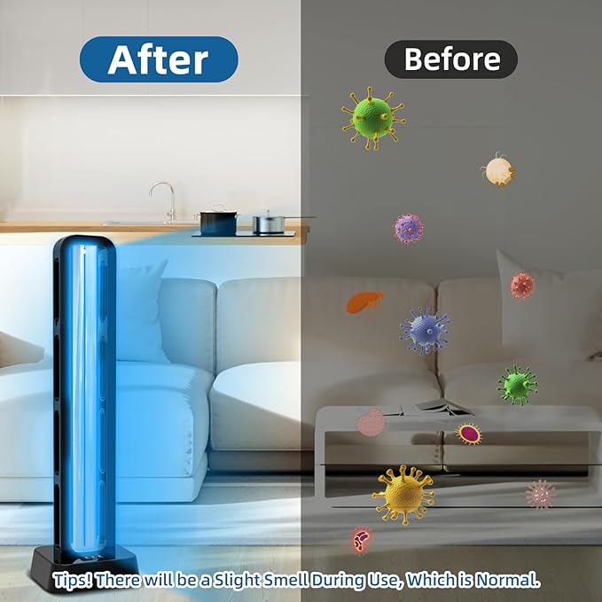 69W UV Light Sanitizer with Remote Control and 3 Timers – Home Disinfection Device 99.99% Cleaned of Germs Viruses Mold and Dust Mites – Whole Room Disinfection Lamp for Home and Office