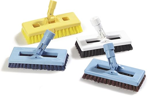 SPARTA 363883103 Plastic Block Swivel Scrub Brush Polyester Bristles 1 Bristle Trim 8 Length x 3-1/2 Width Black/White