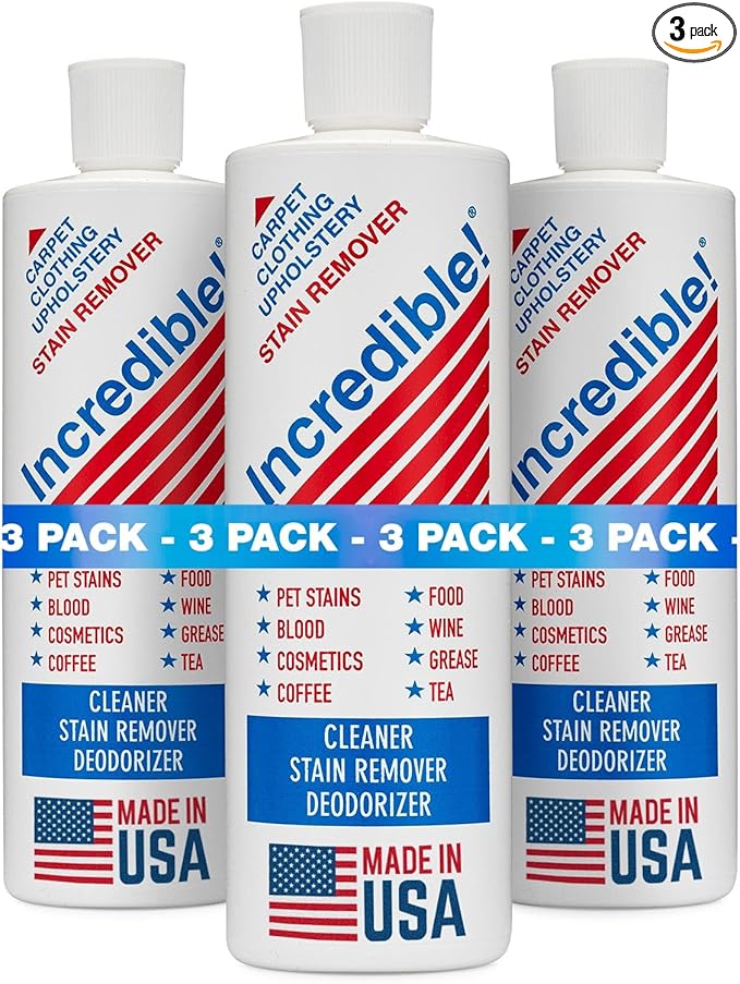 INCREDIBLE! Stain Remover For Clothes Laundry Carpets Mattress &amp Upholstery 16.oz (Pack of 3)