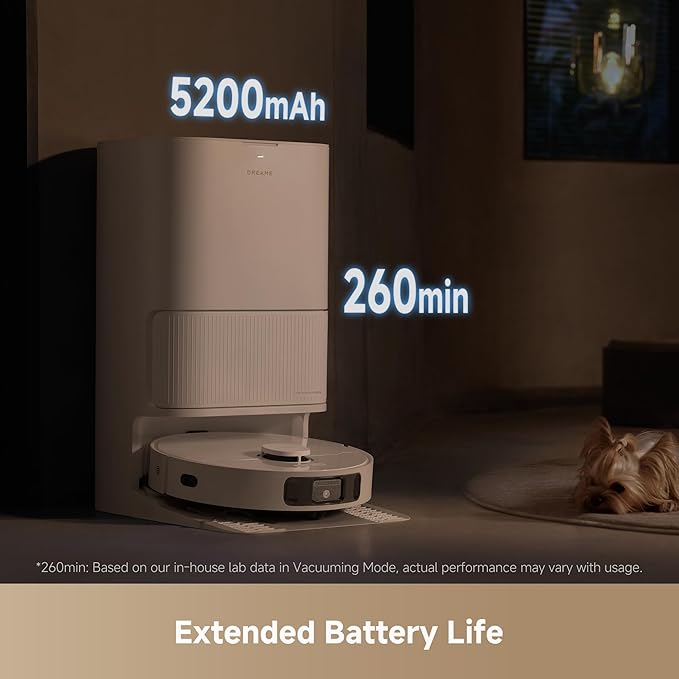 DREAME L40s Ultra CE Robot Vacuum and Mop Combo with Self-Emptying Dock 13000Pa Suction Mop Self-Cleaning and Auto-Raising Ultrasonic Carpet Sensing Ideal for Pet Hair Carpet and Hard Floors