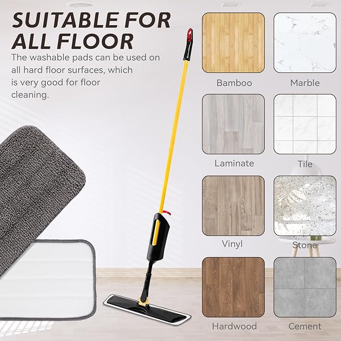Replacement Mop Pads Fit for Rubbermaid Commercial 18 and 17 Mops - 10 Pack Wet &amp Dry Commercial Cleaning Reusable Refills Fit for Any Microfiber Flat Mop System 18 and 17 - Gray