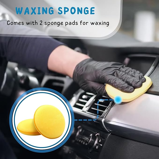 Car Wash Brush with Long Handle 58.5'' Soft Bristle Cleaning Tool for Truck Exterior RV Boat Solar Panel Deck Washing 2 Wax Applicator Pads Included