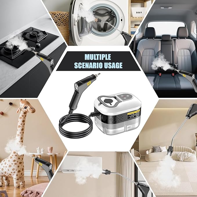 2500w Handheld Steam Cleaner High Pressure Portable Steamer with Brushes Steam Cleaner for Home Kitchen Bathroom Car Furniture Floors(Beige)