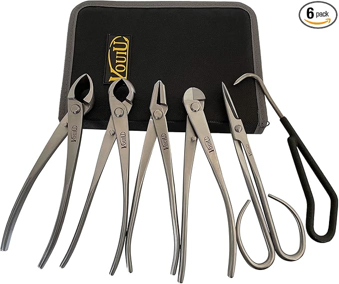 6-Piece Bonsai Tool SetConcave CutterKnob CutterJin PliersWire CutterBonsai Scissors Root Hook
