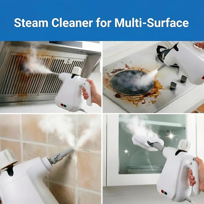 Handheld Steam Cleaner1000W Pressurized Steam Cleaner with 11 Attachments for Multi-Surface Deep Cleaning Fast-Heating &amp Continuous Steam Safe for Kitchen Bathroom Car Floors Sofa