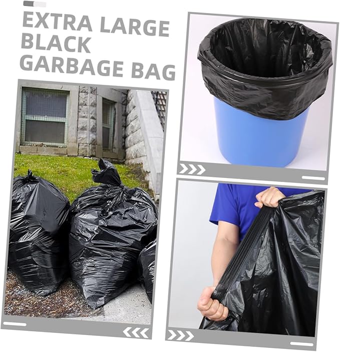 Alasum Extra Large Commercial Garbage Bags 50pcs 80x100cm Contractor Trash Bags Heavy Duty Black for Outdoor Kitchen Office and Garden Waste Disposal