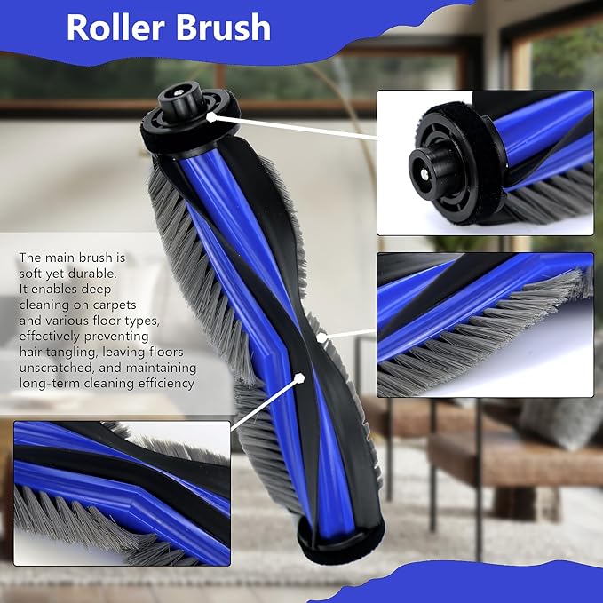 Replacement Parts Accessories Compatible with ECOVACS DEEBOT X11 OmniCyclone Robot Vacuum (2 Roller Brushes + 6 Mopping Cloths + 6 Filters + 6 Side Brushes)(X11 OmniCyclone Kits)