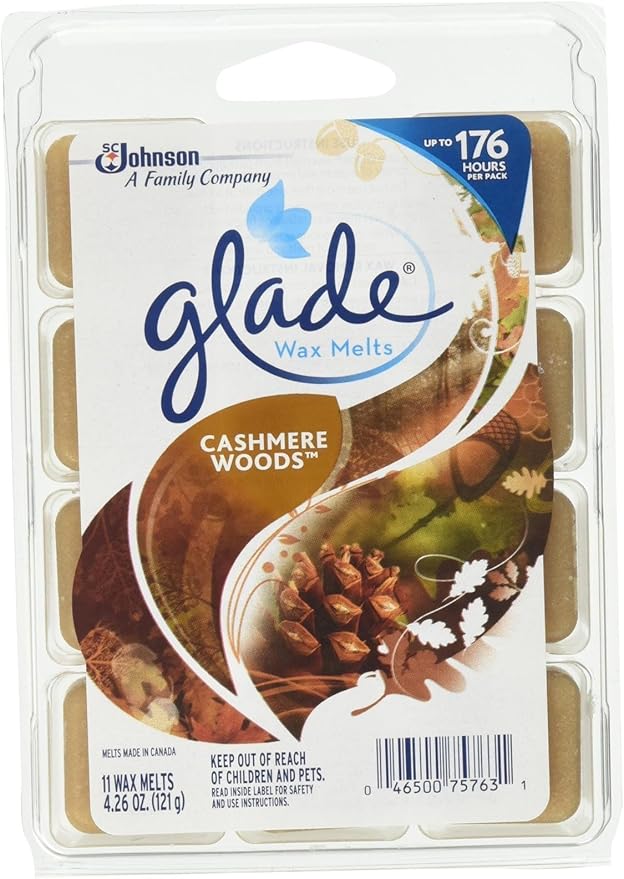 Glade Wax Melts Air Freshener Refill Cashmere Woods 11-Count (Pack of 1)