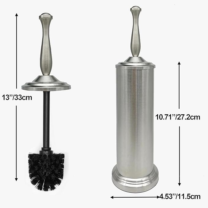Brushed Nickel Toilet Bowl Brush with Holder Durable Bathroom Cleaning Tool Modern Design for Easy Toilet Maintenance Bathroom Cleaner Brush for Efficient Cleaning and Hygiene