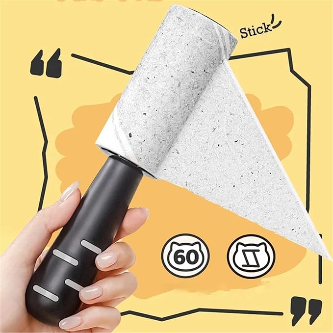 Cat Shape Hair Remover Roller Tearable Adhesive Paper Removal Roller Pets Home Sticky Hair Cleaning Brush ﻿(White)
