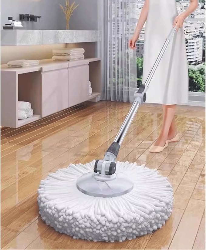 mop Mop for Floor Cleaning Long Handled Microfiber Floor Mop Automatic Spin Drying 2 mop Heads for Kitchen Restaurant Bathroom 1.25m mops