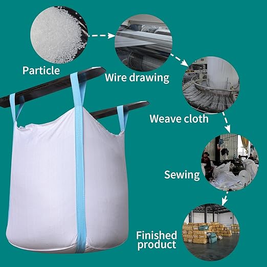 10 Pack FIBC Bulk BagFlexible Bulk Bags 1.5 Ton Bag 35L x 35W x 43H 3300lbs SWL Duffle Top Flat Bottom Heavy Duty Woven Polypropylene Bags