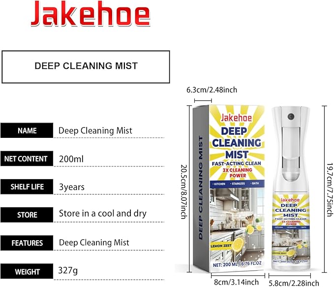 Deep Cleaning Mist Lemon Zest 200ml Fast-Acting Kitchen and Bath Cleaner 3X Cleaning Power