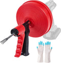 Drain Auger 16 Ft with Gloves Flexible Plumbing Snake Drain Auger Hair Clog Remover for Shower Bathtub Drain Bathroom Sink Kitchen Cleaning