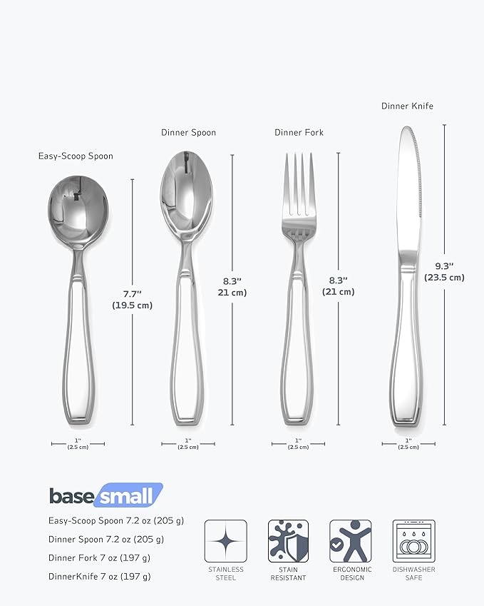 4-Piece Weighted Utensils for Tremors and Parkinson's (7 oz Each) - Weighted Silverware for Hand Tremors Adaptive Utensils for Elderly