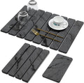 2 PCS Stone Dish Drying Mat for Kitchen CounterQuick Dry Stone Dishes MatsMarbled Water Absorbing Diatomaceous Earth Drying Pad for Countertop Bottles Utensils Cups（Dark Gray 20×14 &amp 8x4）