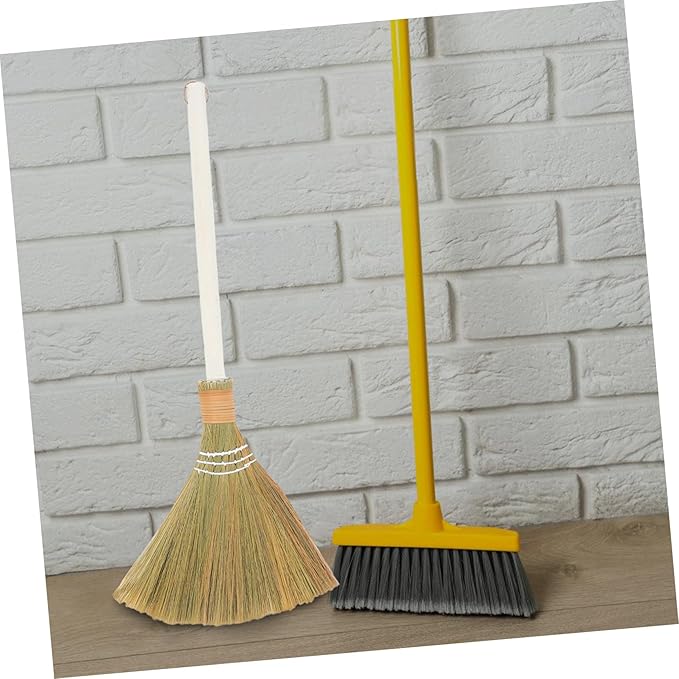 Alipis 2pcs Efficient Dust Removal Handmade Straw Broom Removable Handle for Household Cleaning
