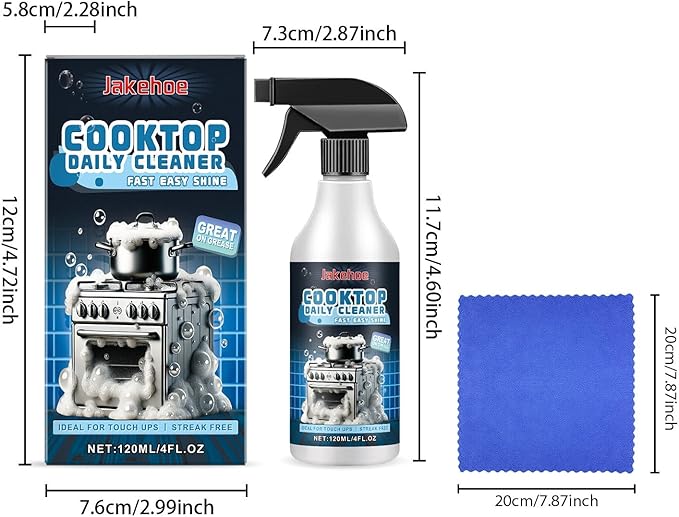 Stove Foam Cleaner Kitchen Grease &amp Stain Remover Home Use No Scratch Leaves Shine - With Cleaning Cloth(3PCS)