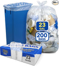 23 Gallon Trash Bags 1 Mil Clear Waste Bags Fits Slim Jim 23 Gal Trash Cans 29 x 44 Tall Garbage Trash Can Liners 200 Pack