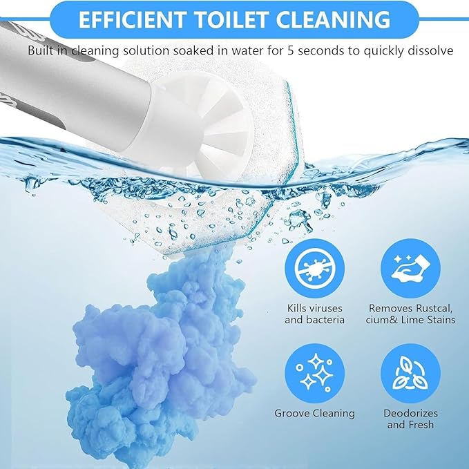 50 PCS Disposable Toilet Brush Refills Compatible with Most Toilet Wand Refills for Home and Bathroom Cleaning Detergent