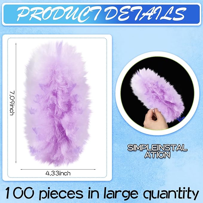 Vesici 100 Pcs Duster Refills Compatible with Swiffer Dusters Bulk Disposable Replacement Thickened with 1 Handle Heavy Duty for Cleaning Office (Purple and Pink)