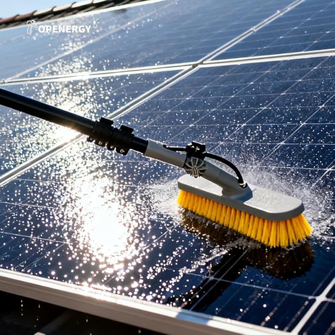 Topenergy Solar Panel Cleaning Brush and Pole Kit 12Ft Extendable Water Fed Pole Kit Outdoor Window Cleaner Tool for Solar Panel Window Roof RV Glass House Washing