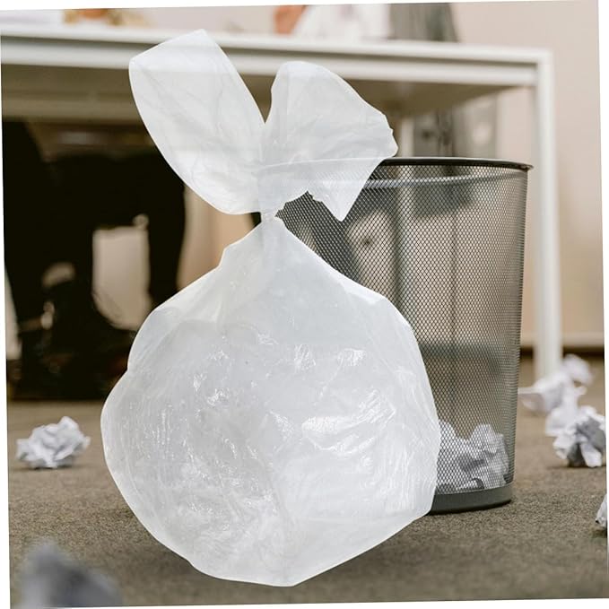 Thick White Flat Garbage Bags 45x50 Inches 300pcs (10 Rolls X 30 Bags) Heavy-duty Kitchen and Bathroom Trash Bags for Home and Office Use