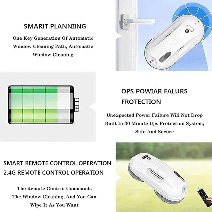 Window Cleaning RobotAutomatic Cleaner Vacuum with 50ml Large Water Tank Auto Spraywith via APP &amp Remote Controlfor Outdoor/Indoor Windows