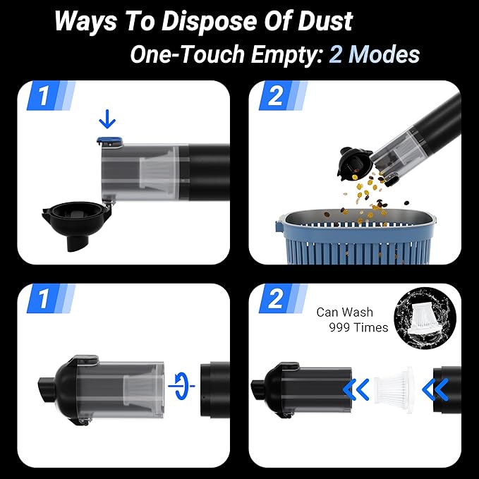 PPN Portable Car Vacuum Cordless 20000PA High Power Handheld Vacuum Cleaner for Car Mini Rechargeable Wireless Vacuum for Car Detailing Truck Desktop Home Tech Gifts for Men
