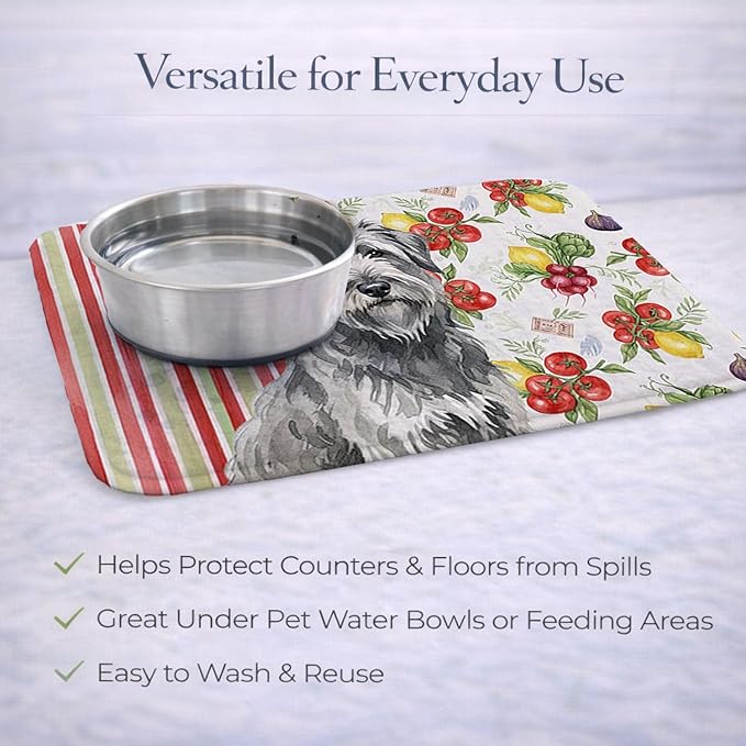 Caroline's Treasures Gray Briard Vegetables Dish Drying Mat Absorbent Dish Drying Mat Pad for Kitchen Counter Dish Drainer Mat for Countertop 14 x 21 Multicolor