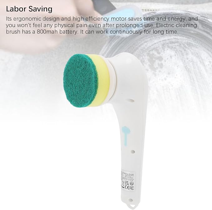 Electric Spin Scrubber Bathroom Cleaner with 5 Brush Heads Efficient Cordless Shower Spin Brush for Bathroom Sink Gas Cooking Top Shower