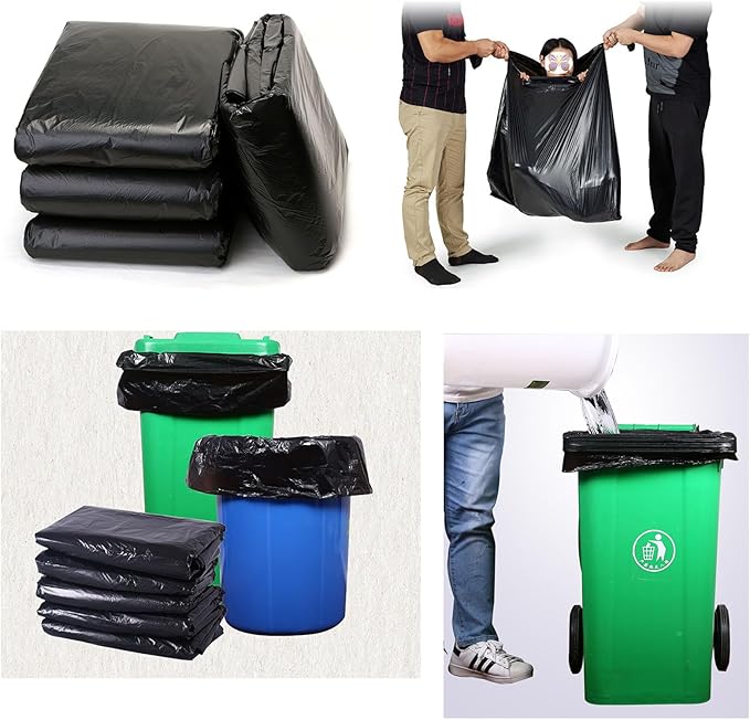 65 Gallon Trash Bags 1.8 Mil -50''x55'' Pack of 50 Thick Large Heavy Duty Multi-Use Garbage Bags Extra Large Strong Trash Can Liners for Office PicnicKitchen Bulk Bags (65 Gallon 50 Count)