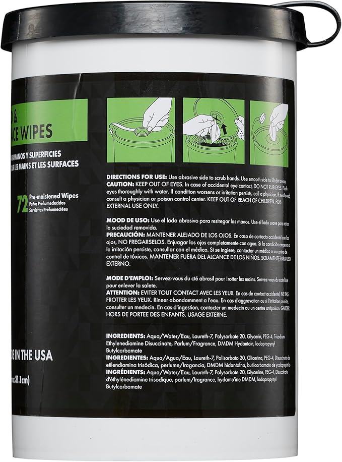 NatureGrit Hand &amp Surface Wipes: Mechanic Cleaning &amp Degreaser Sheets Grime Removal Hand Cleaner Towels for Mechanics Workshop Use (Box of 6 canisters 72ct/canister)