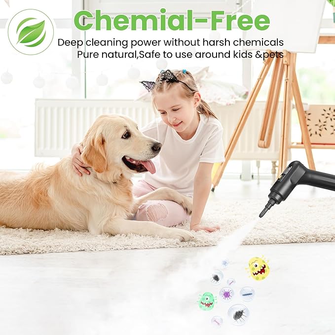 Handheld Steam Cleaner for Home 2500W High Pressure Steam Cleaner for Car Detailing 3 Steam Levels 1600Ml Tank High Heat Steamer for Bed Bugs Couch Furniture Kitchen Bathroom Floors