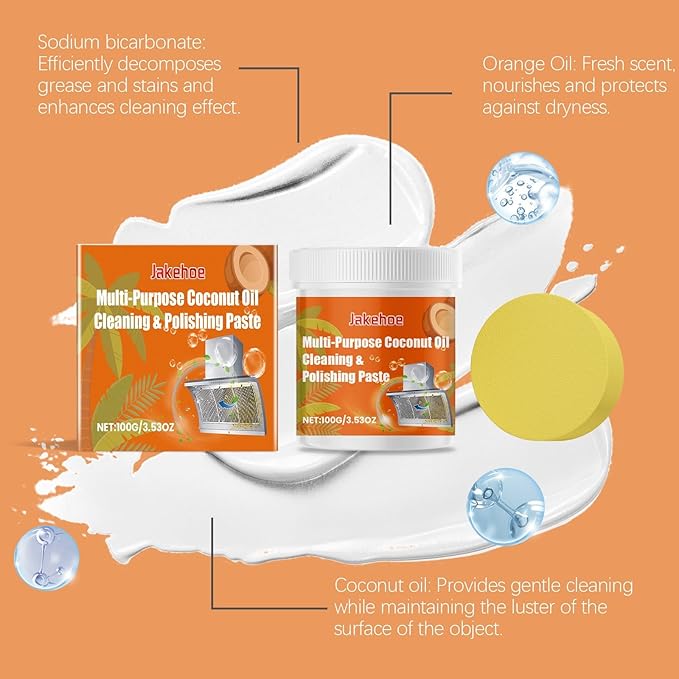 Multi-Purpose Cleaning Polishing Paste For Kitchen Stoves - Removes Grease &amp Stains Forms Protective Layer(2PCS)