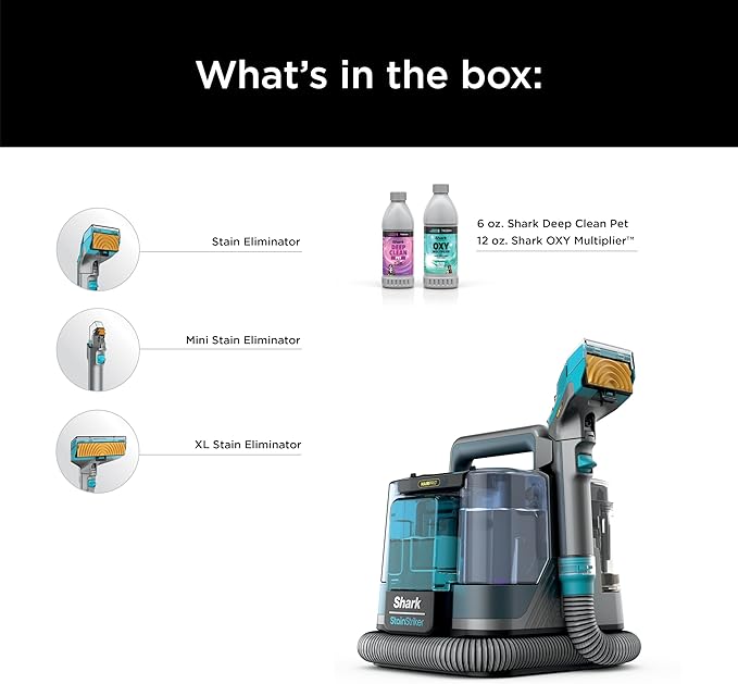 Shark StainStriker HairPro Portable Carpet Upholstery &amp Area Rug Cleaner Stain Hair &amp Odor Remover 3 Tools &amp dual activated Solution Teal PX253BRN