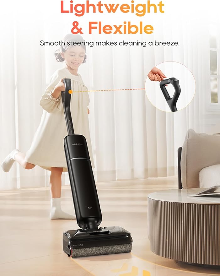 DREAME Aero Wet Dry Vacuum Cleaner All-in-ONE Vacuum Mop for Wet &amp Dry Messes 0 Hair Residue Great for Pet Owners One-Press Self-Clean 180° Lie Flat 35mins Runtime for Hard Floor Cleaning