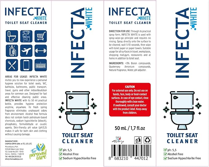 INFECTA WHITE – Toilet Spray Travel Size Multipurpose Cleaning Spray - 6 PACK