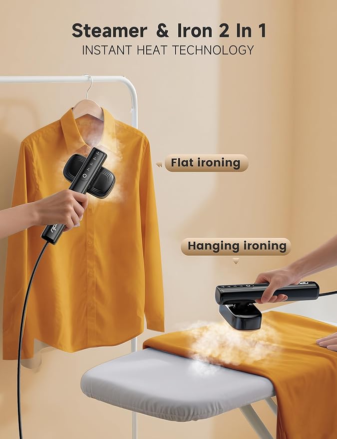 Travel Steamer for Clothes Portable Handheld Design Clothing Wrinkles Remover Strong Penetrating Steam 1200W Powerful 2 In 1 Steamer &amp Iron 100ml Big Capacity Home Office Travel