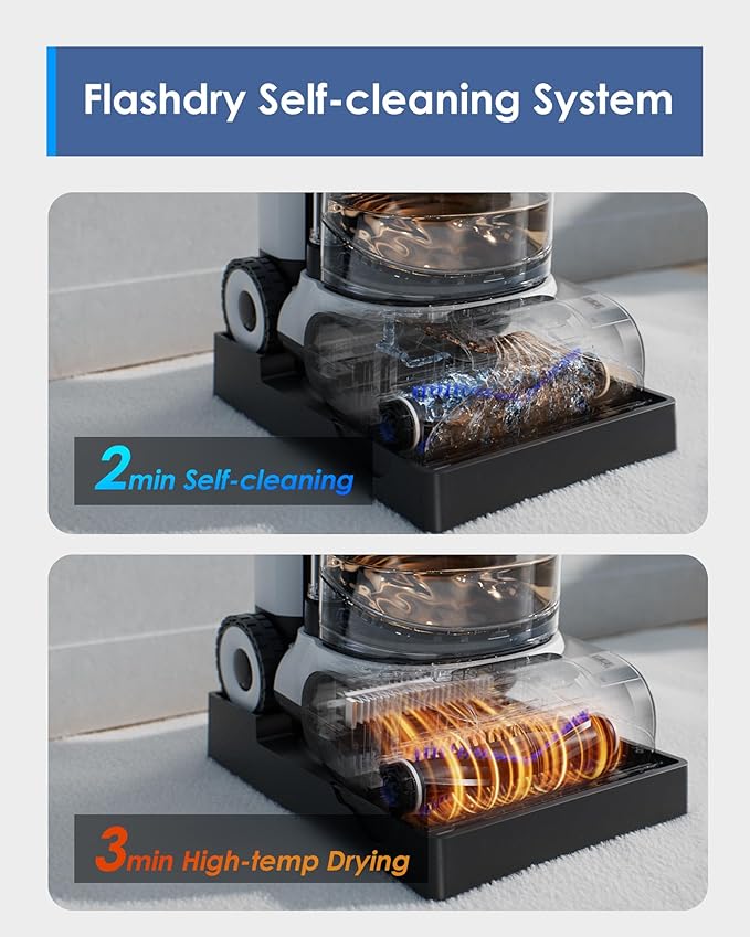 Tineco CARPET ONE Cruiser Smart Carpet Cleaner Self-Cleaning and FlashDry Deep Cleaning for Pet Carpet and Upholstery 167℉ PowerDry 130W Powerful suction SmoothPower