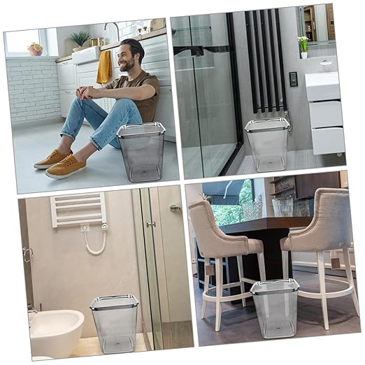 Large Transparent Plastic Trash Can for Bathroom Bedroom Home Thickened PP Wastebasket Without Lid Practical and Clean Household Garbage Container
