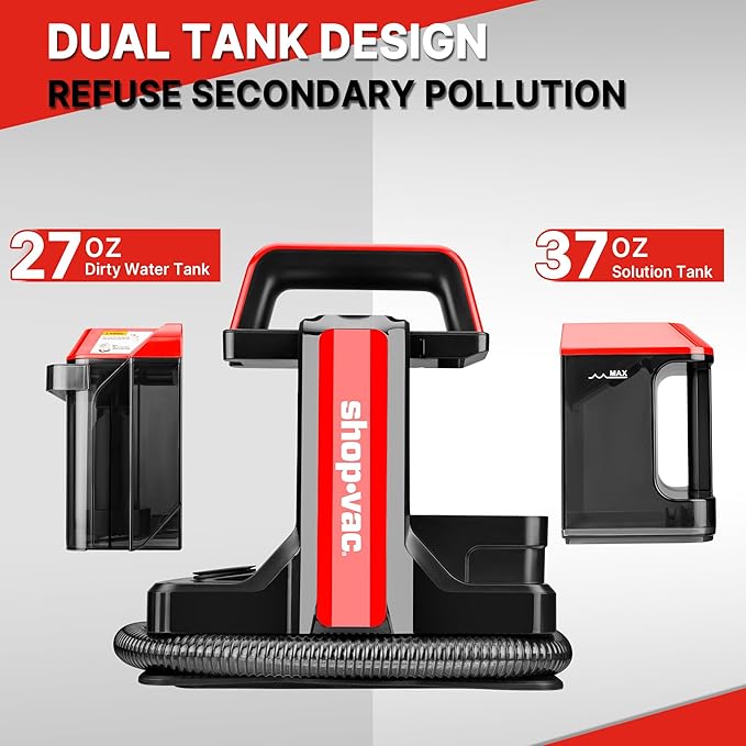 Shop-Vac Portable Carpet and Upholstery Cleaner Machine Powerful Spot Cleaner for Pet Stains Sofa Rug Mattress Curtain and Car Seats Lightweight with Two Cleaner Solutions