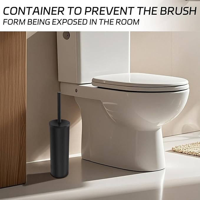 Stainless Steel Toilet Brush with Holder Set for Bathroom Storage and Organization Toilet Bowl Cleaner Brush and Holder (1 Black)