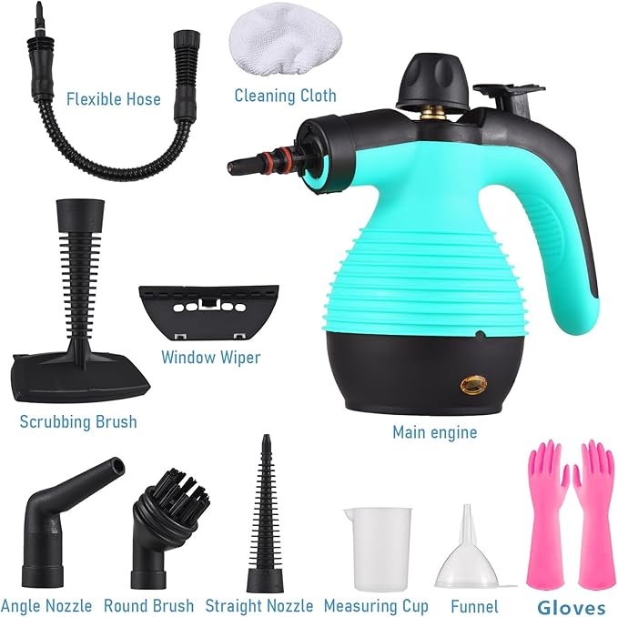 Handheld Steam Cleaner Portable High Pressurized Steam Cleaning Machine with 10PCS Accessory Multi-Purpose Steamer for Upholstery