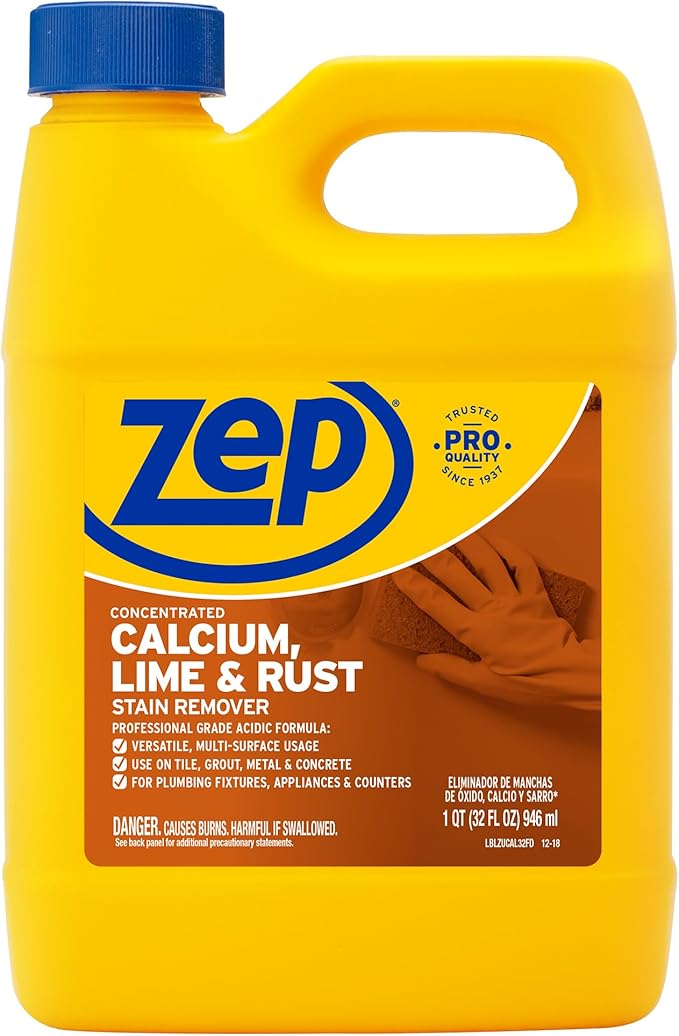 Zep Concentrated Calcium Lime and Rust Remover - 32 oz (Case of 12) - ZUCAL32 - Your Solution to Stubborn Calcium Lime and Rust Stain Removal with Ease